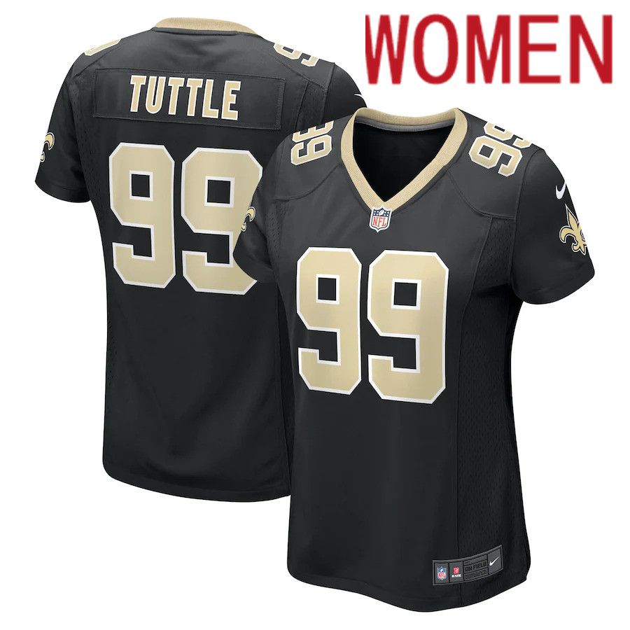 Women New Orleans Saints #99 Shy Tuttle Nike Black Game NFL Jersey->customized nfl jersey->Custom Jersey